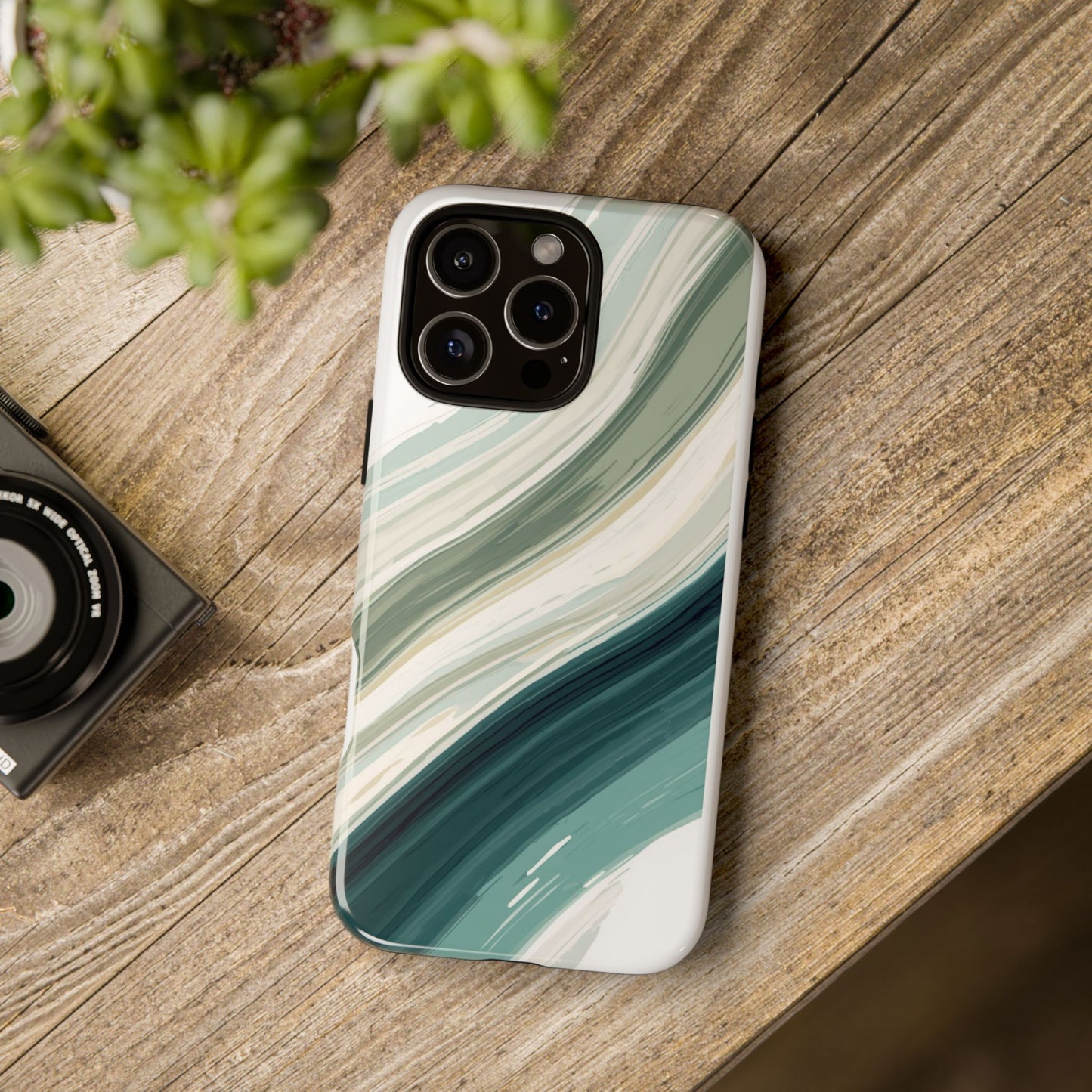 Sea Glass Drift Phone Case – Coastal Abstract Ocean Waves iPhone Case | Sage Green Minimalist Protective Cover