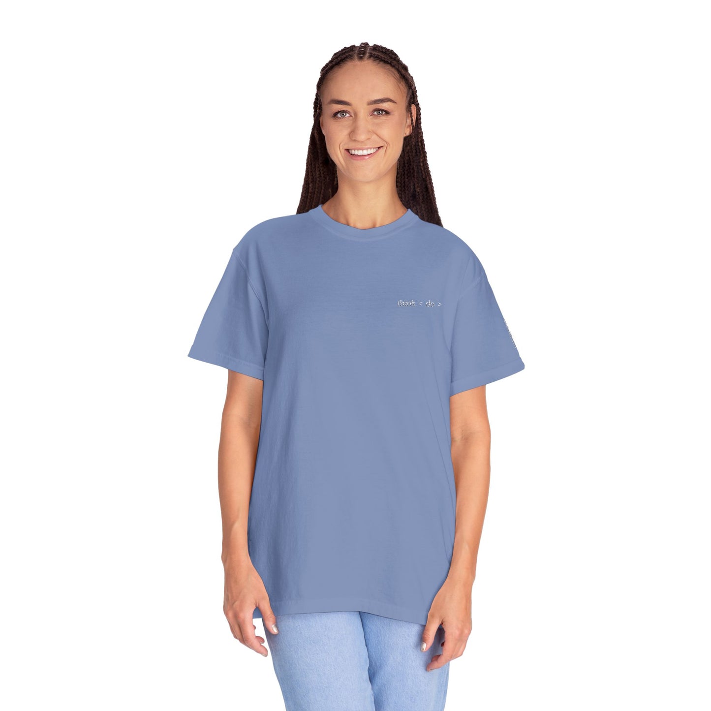 Think < Do > Embroidered Unisex T-Shirt | Minimalist Everyday Tee | Ivory Thread