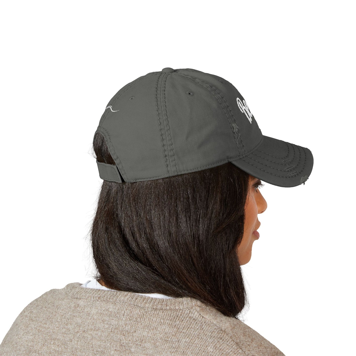 Beach Embroidered Distressed Dad Hat — Vintage Washed Baseball Cap