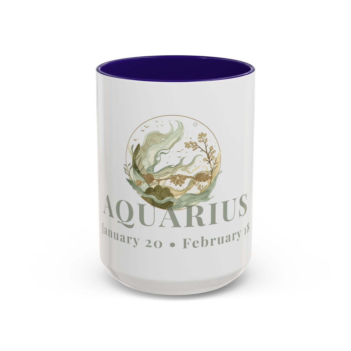 Aquarius Zodiac Mug - January 20 - February 18 Astrology Coffee Cup - Water Flow Zodiac Sign Mug - 15 oz.