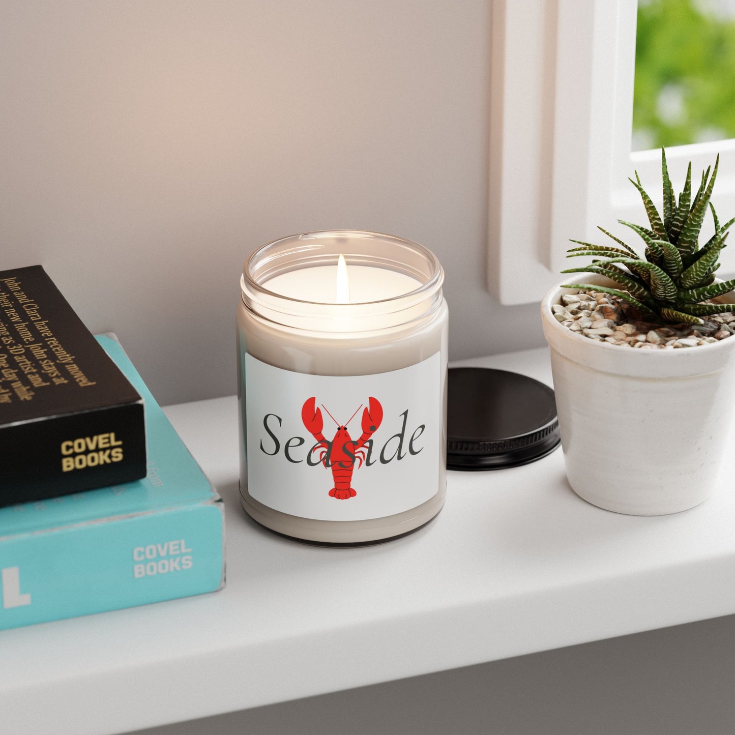 Seaside Lobster Soy Candle — 9oz Scented Jar, Coastal Nautical Home Decor