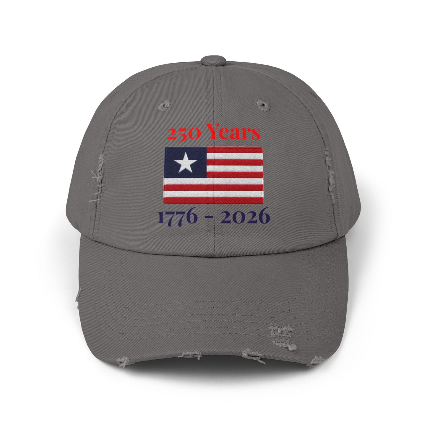 USA 250 Years Embroidered Distressed Dad Cap | 1776–2026 Patriotic Flag Hat