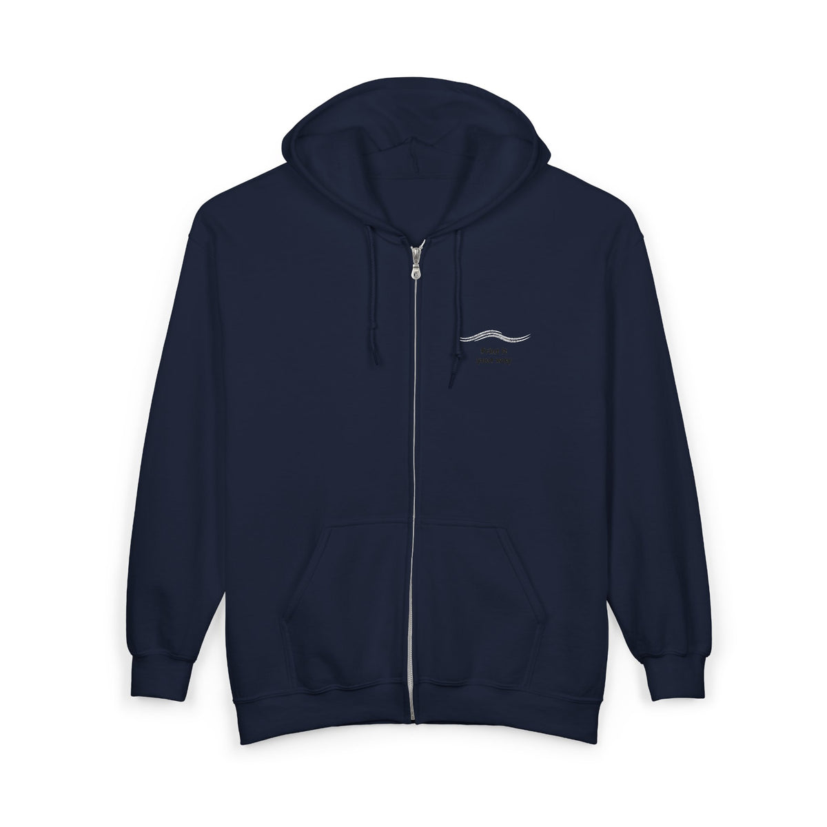 Minimal Wave Zip Hoodie — Subtle Coastal Graphic Full-Zip Sweatshirt