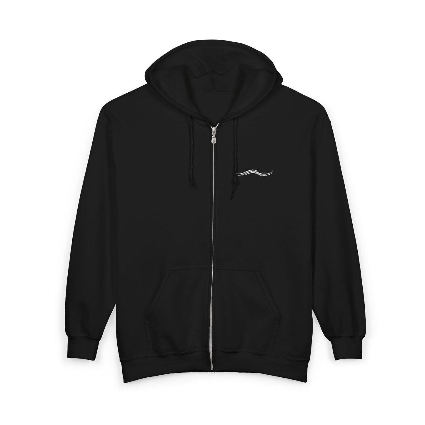 Minimal Wave Zip Hoodie — Subtle Coastal Graphic Full-Zip Sweatshirt