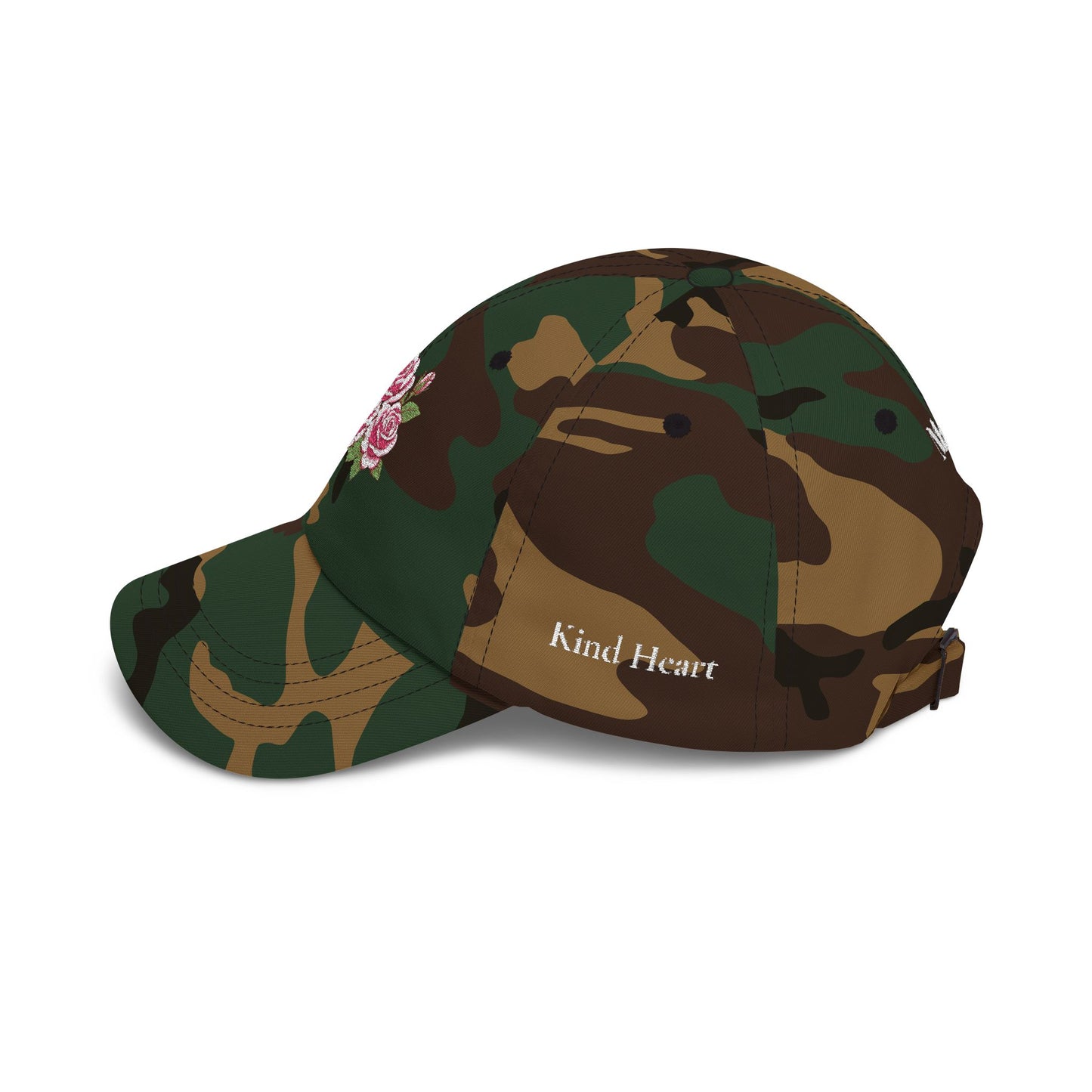 Embroidered Rose Floral Mama Dad Hat with Personalized Side Name
