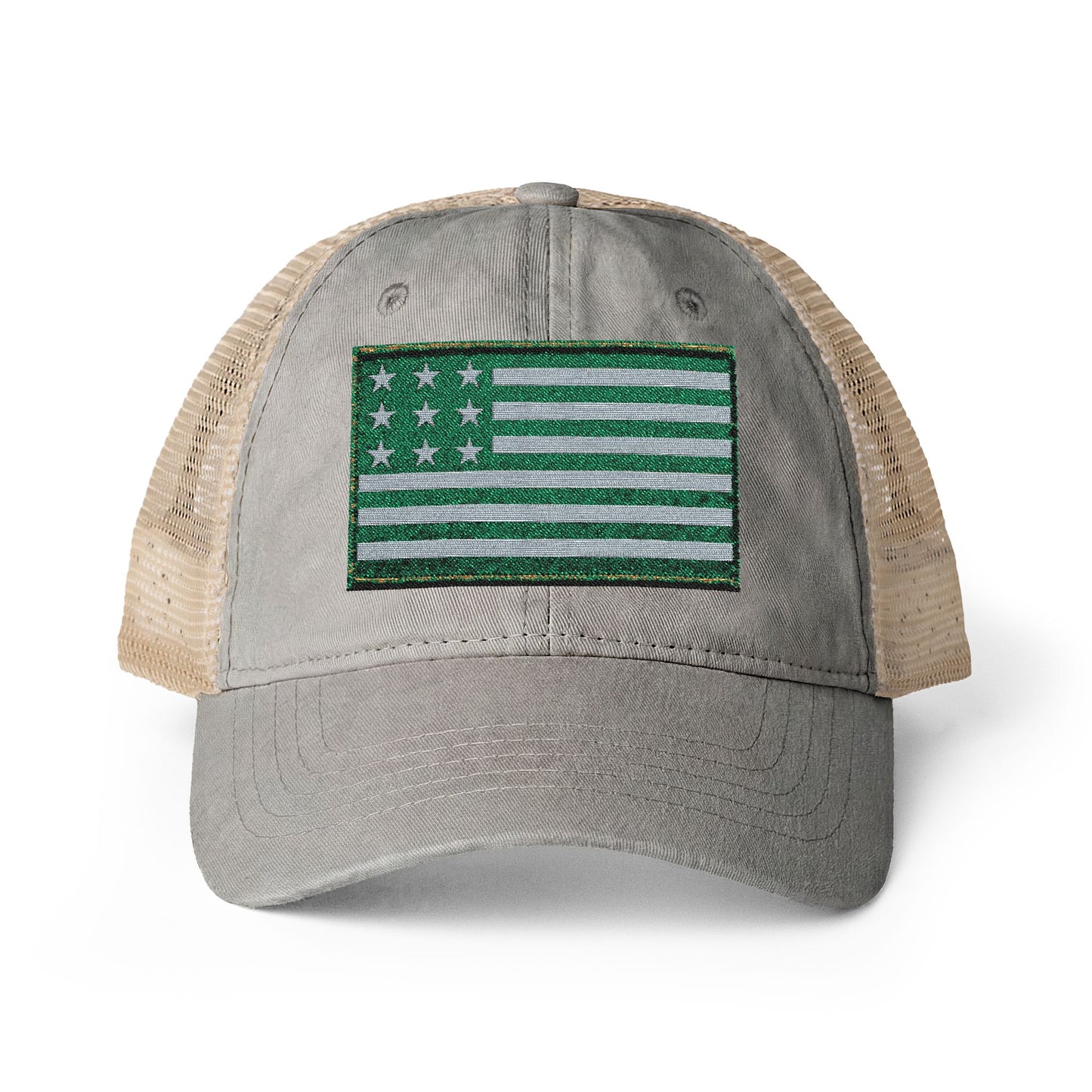 Vintage America Women’s Washed Mesh-Back Cap – Embroidered Heritage Flag Hat
