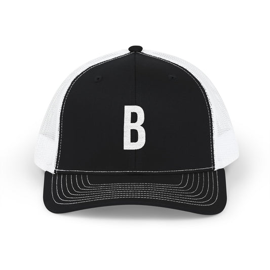 Boston (B) Embroidered Monogram Snapback Trucker Cap - Heritage Places Collection