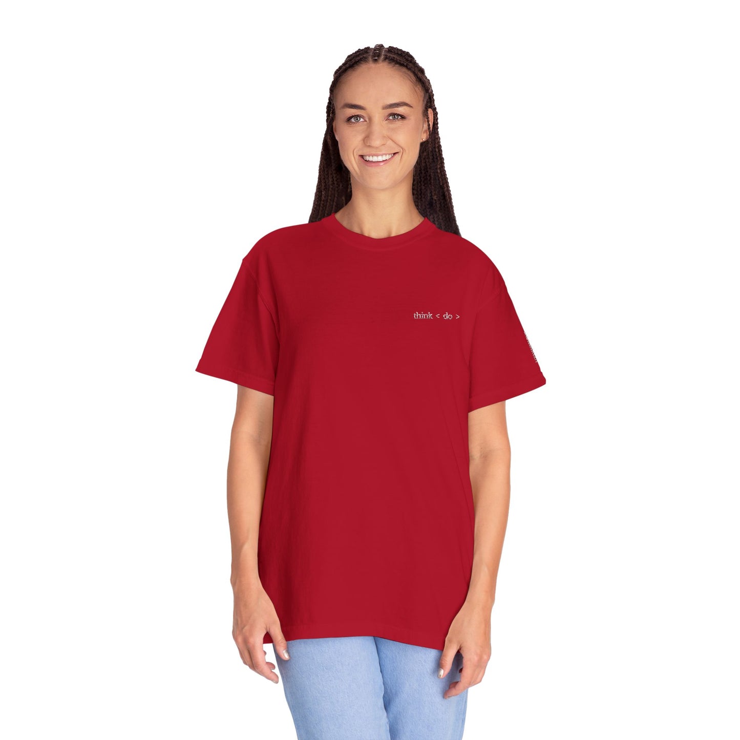 Think < Do > Embroidered Unisex T-Shirt | Minimalist Everyday Tee | Ivory Thread