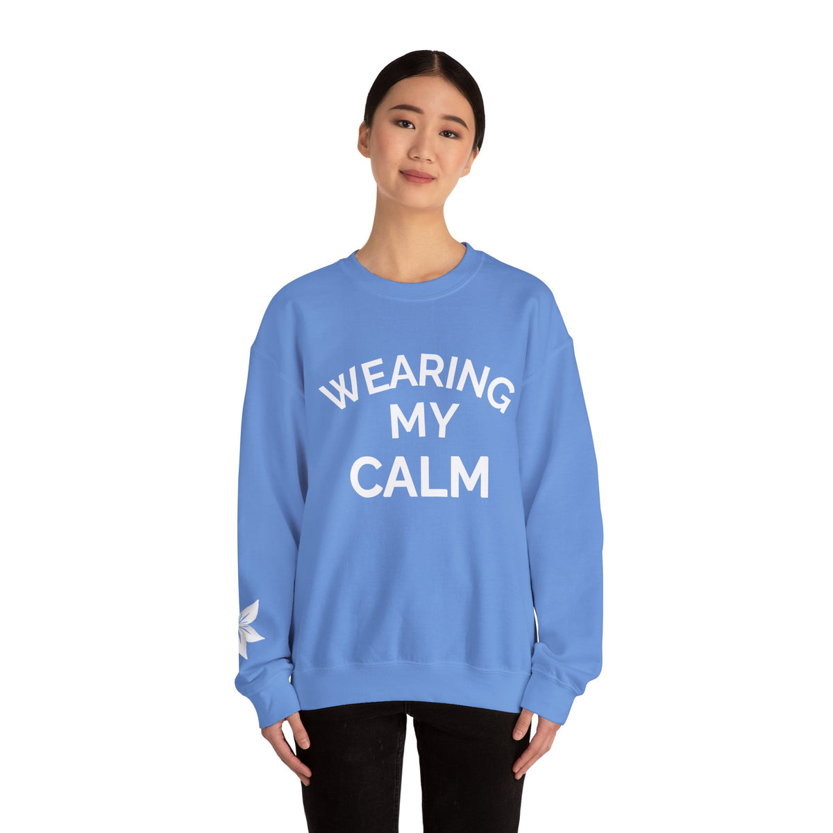 Wearing My Calm Crewneck Sweatshirt, Cozy Unisex Sweatshirt, Relaxed Fit Apparel, Gift for Mindfulness Lovers, Everyday Comfort Wear, [...]