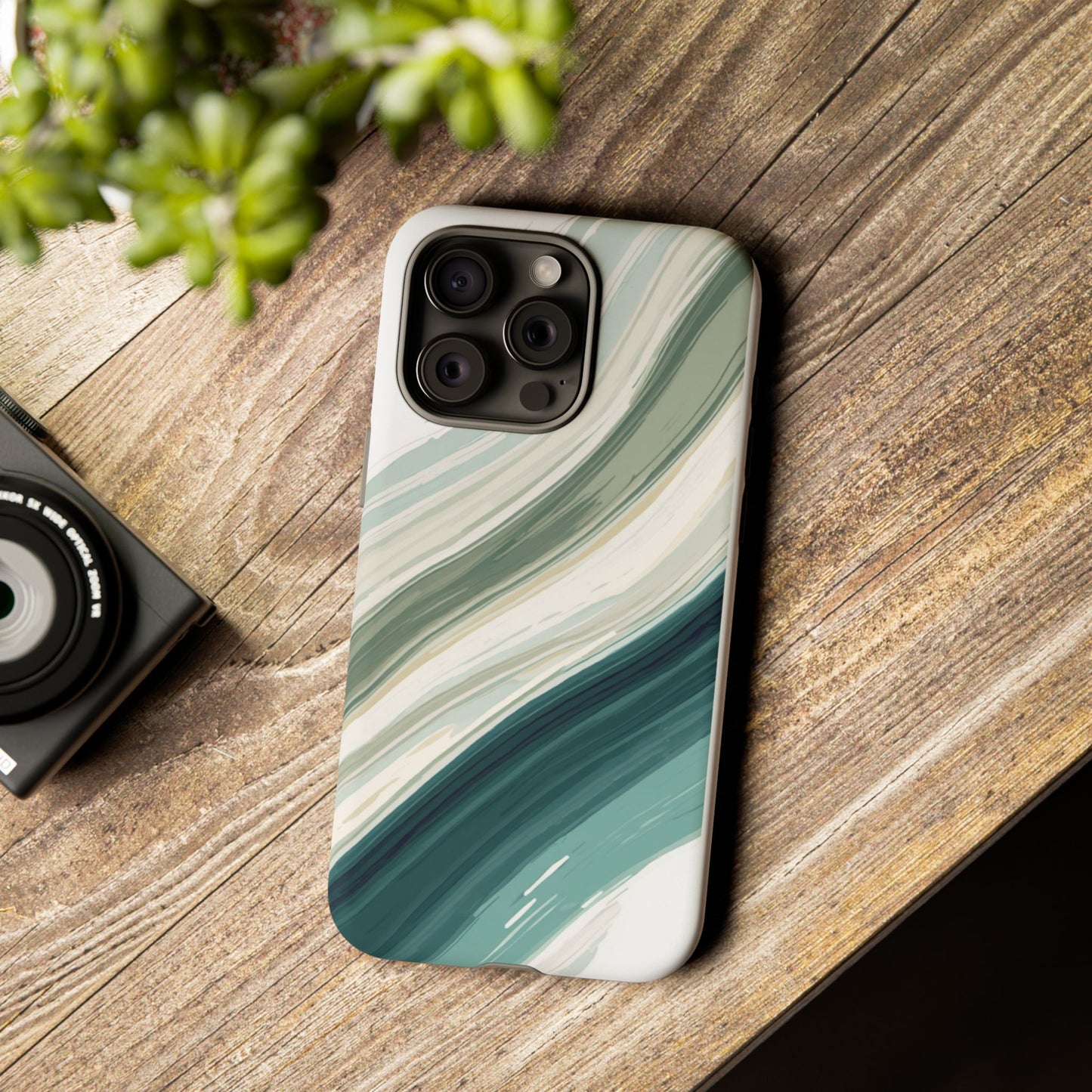 Sea Glass Drift Phone Case – Coastal Abstract Ocean Waves iPhone Case | Sage Green Minimalist Protective Cover