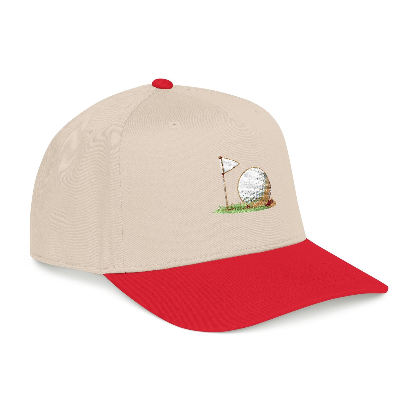 Vintage Golf Mid Profile Baseball Cap – Embroidered Golf Ball Flag Hat