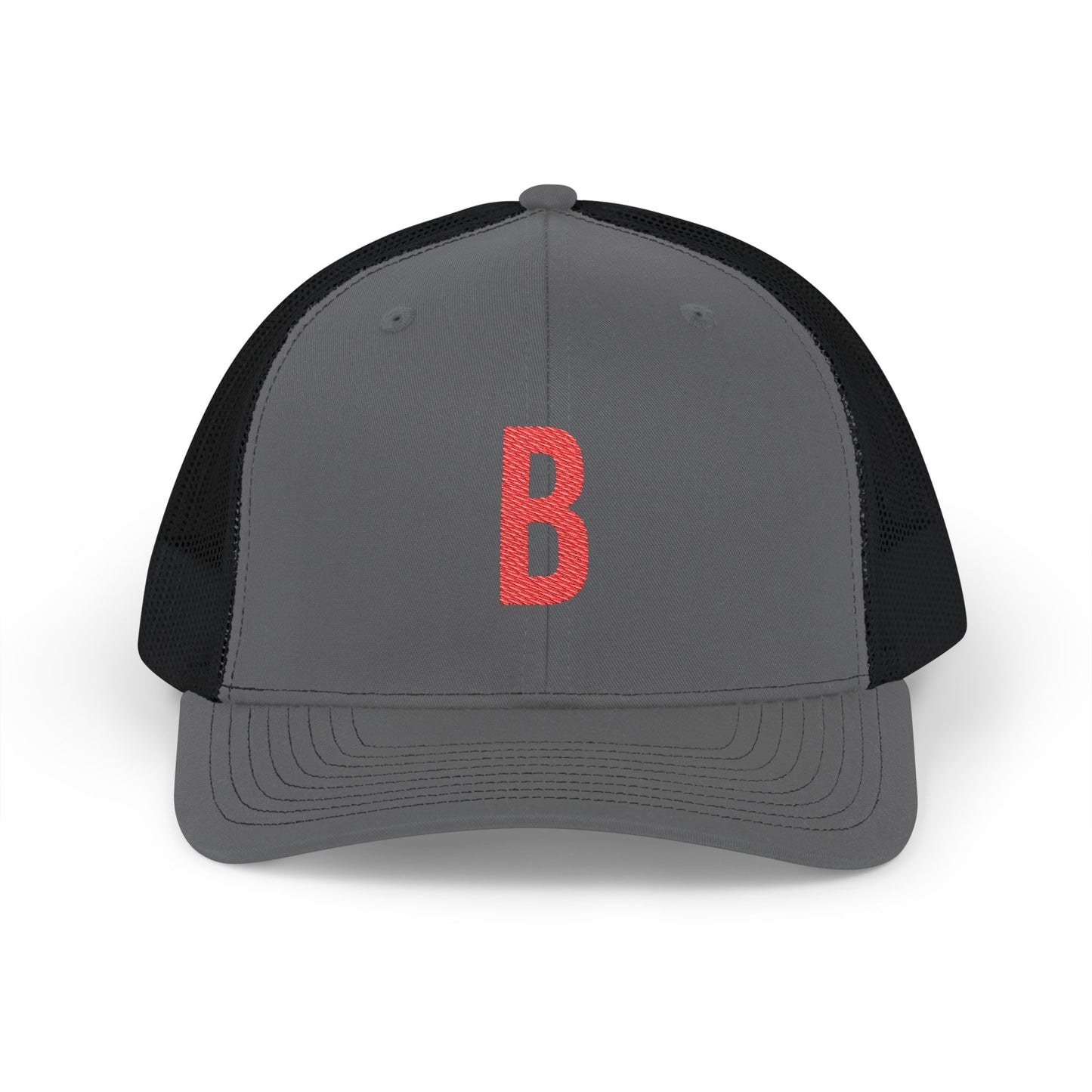 Boston (B) red embroidered Monogram Snapback Trucker Cap - Heritage Places Collection