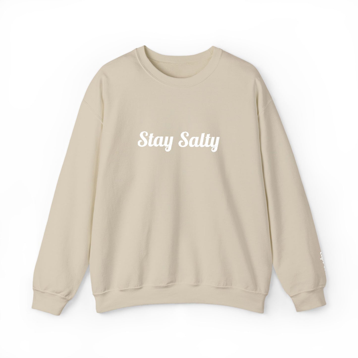 Personalize Embroidered crewneck Sweatshirt — Use your own words on front and left sleeve