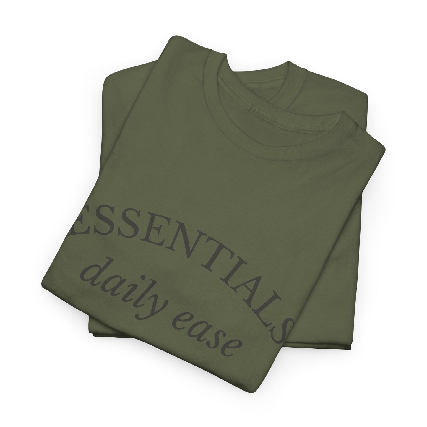 Essentials Embroidered Unisex Heavy Cotton Tee | Daily Ease Curved Text T-Shirt | Minimalist Everyday Shirt