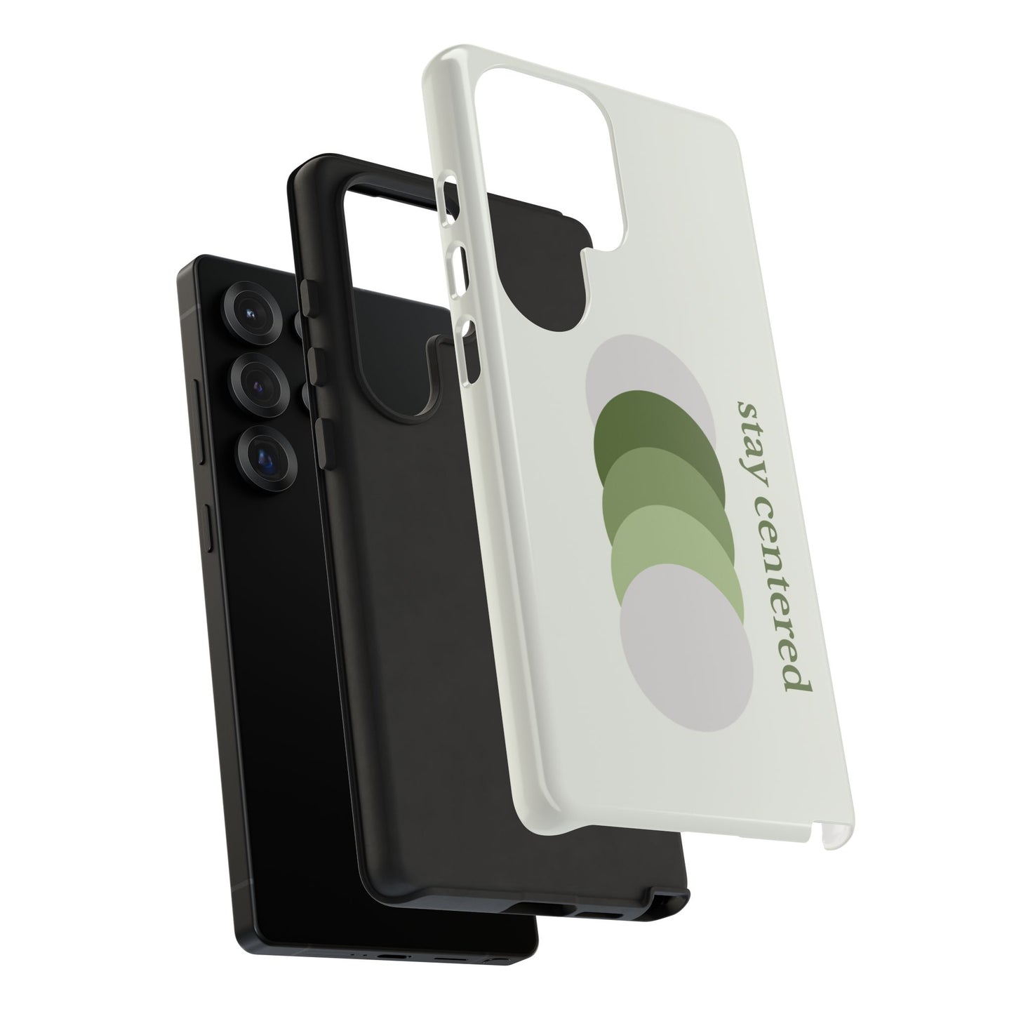 Stay Centered Minimalist Phone Case – Sage Green Wellness Aesthetic iPhone Case | Modern Neutral Protective Cover