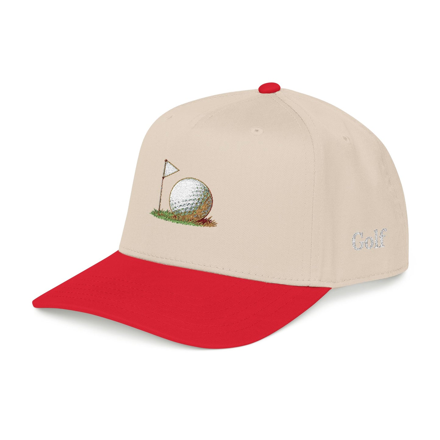 Vintage Golf Mid Profile Baseball Cap – Embroidered Golf Ball Flag Hat