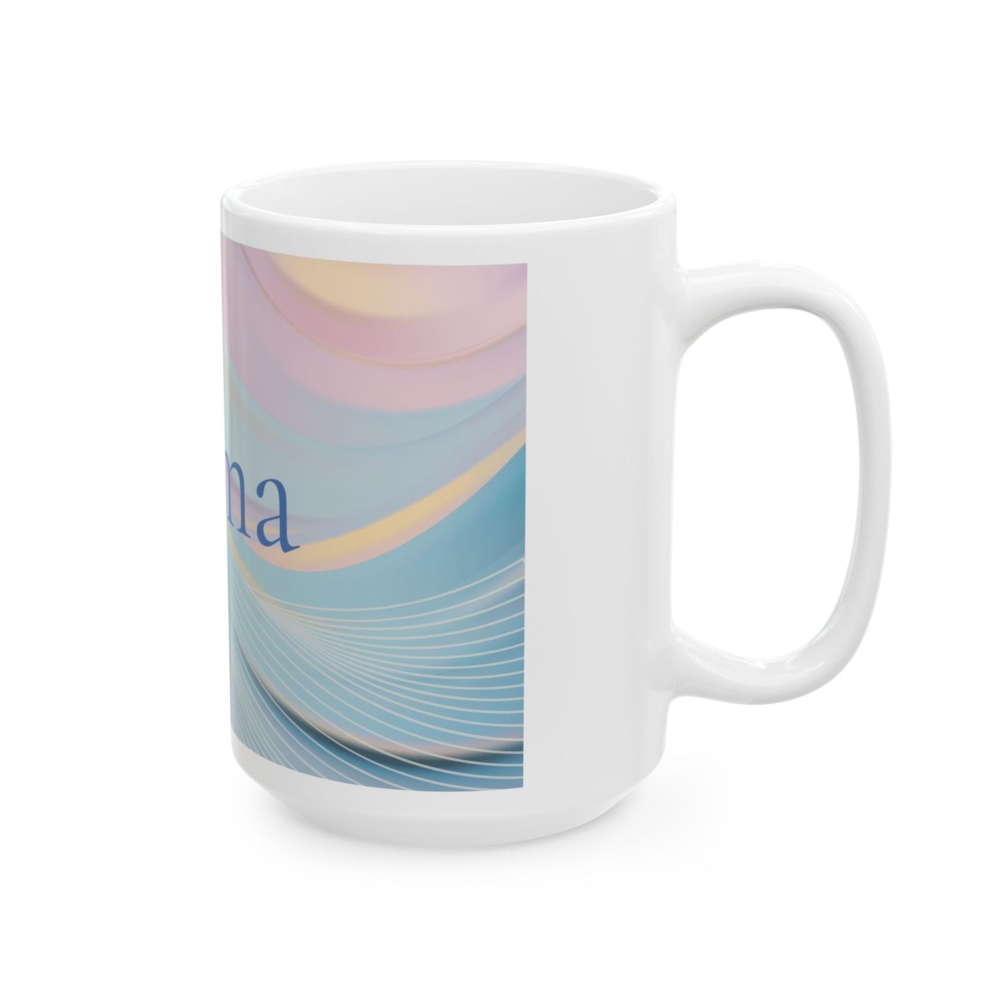 Pastel Swirl Mama Ceramic Mug – Soft Mother's Day Ceramic Coffee Cup (15oz)