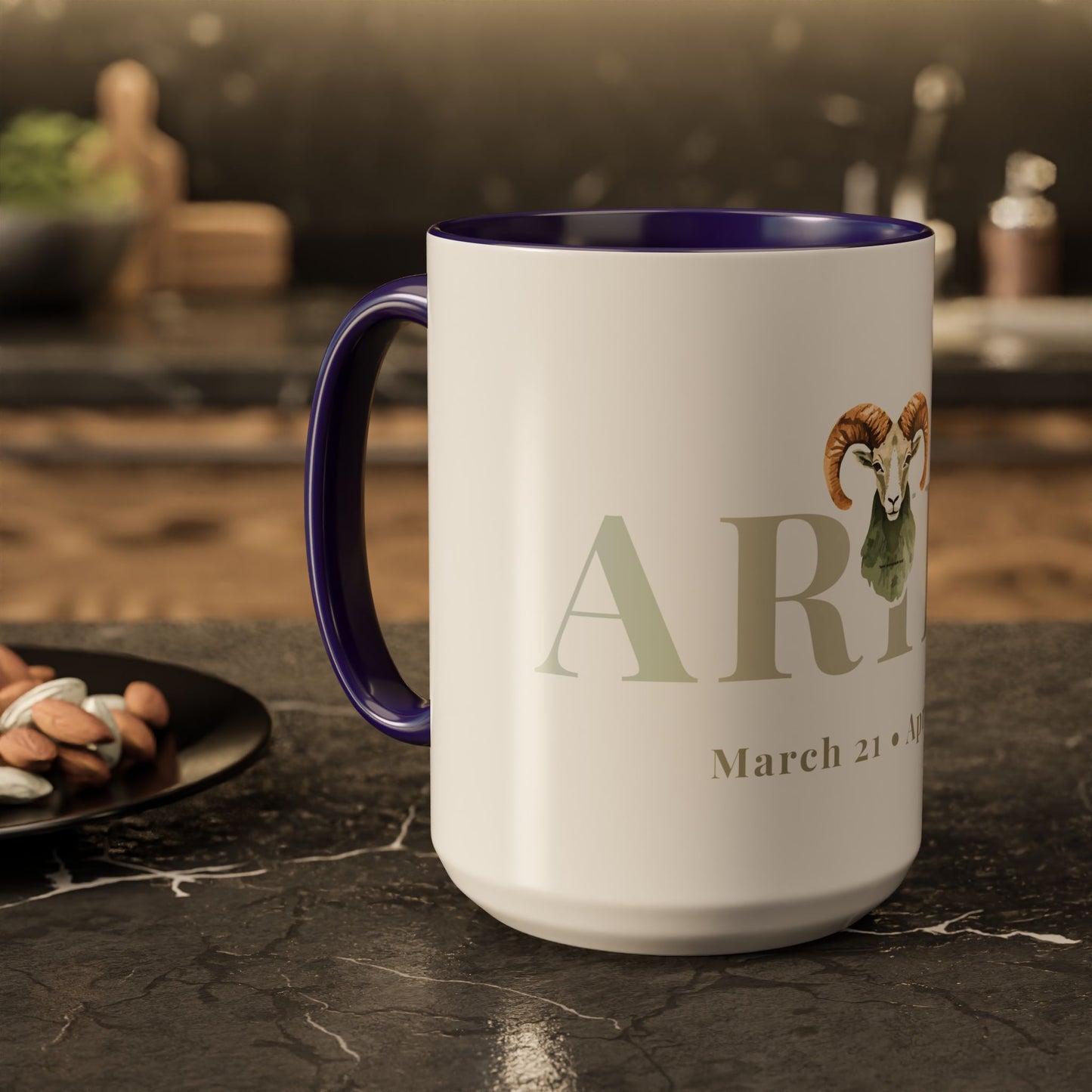 Aries Zodiac Mug - March 21 - April 19 Astrology Coffee Cup - Ram Zodiac Sign Mug - 15 oz.