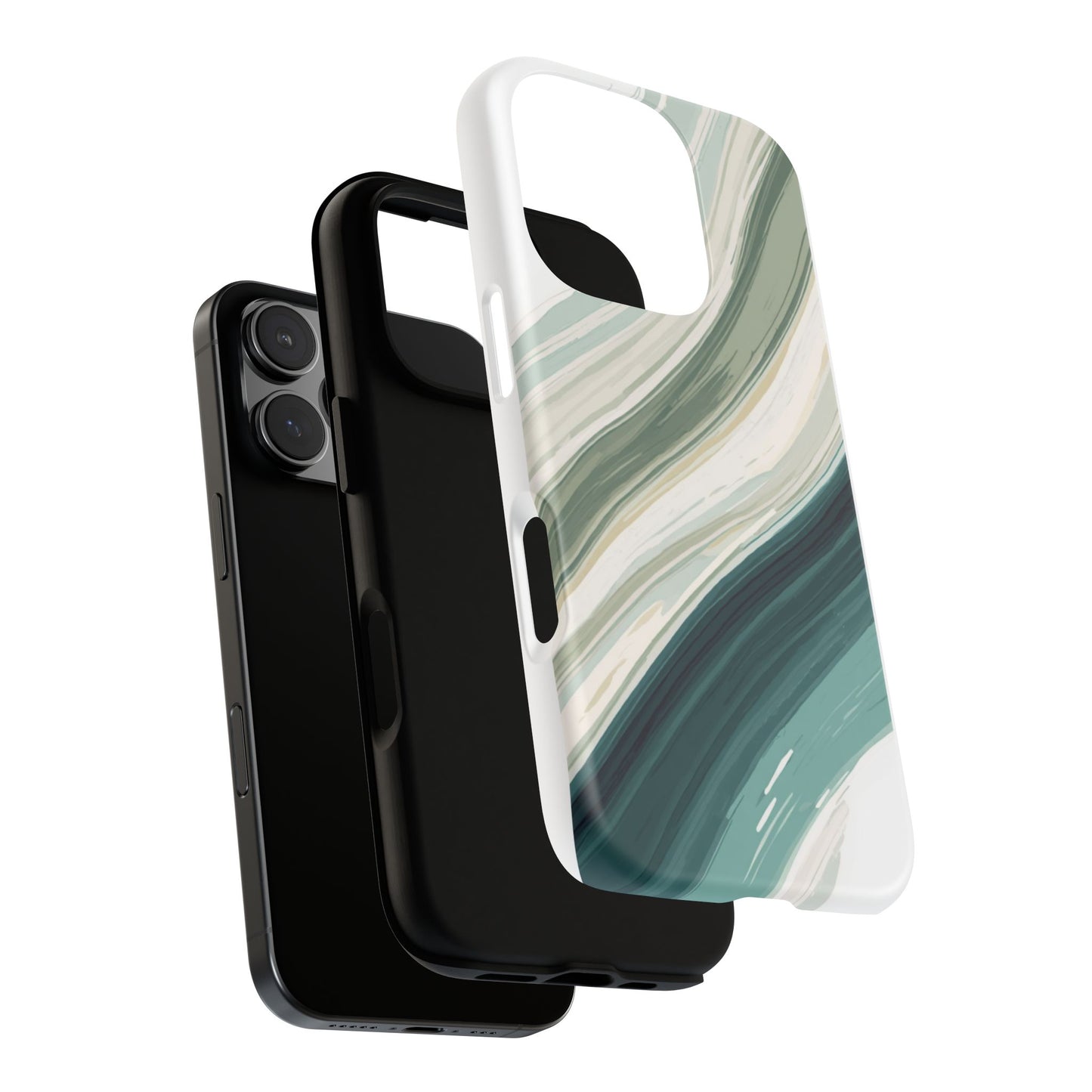 Sea Glass Drift Phone Case – Coastal Abstract Ocean Waves iPhone Case | Sage Green Minimalist Protective Cover