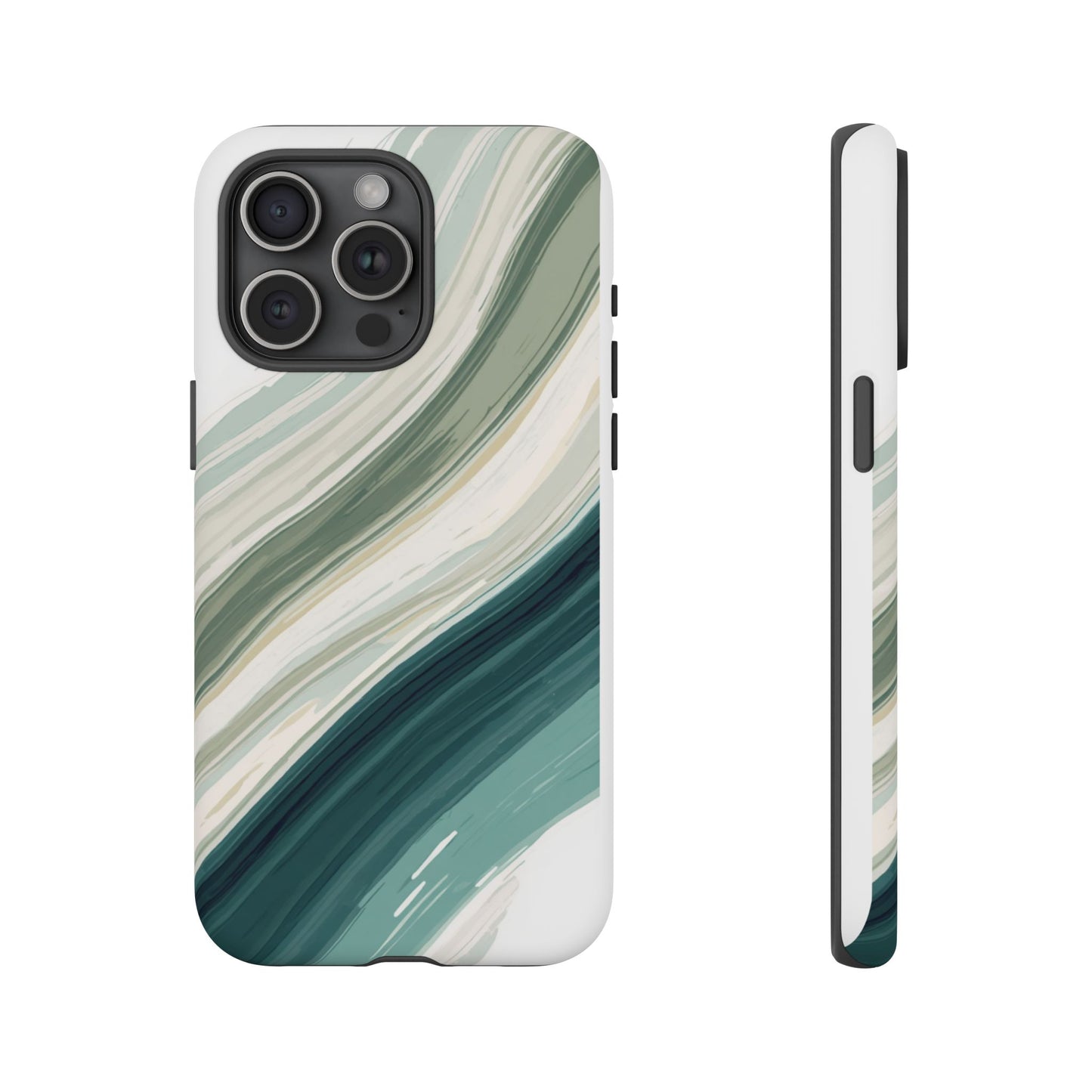 Sea Glass Drift Phone Case – Coastal Abstract Ocean Waves iPhone Case | Sage Green Minimalist Protective Cover