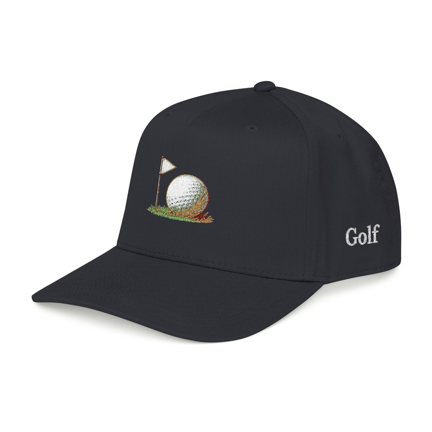 Vintage Golf Mid Profile Baseball Cap – Embroidered Golf Ball Flag Hat