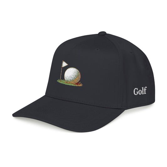 Vintage Golf Mid Profile Baseball Cap – Embroidered Golf Ball Flag Hat