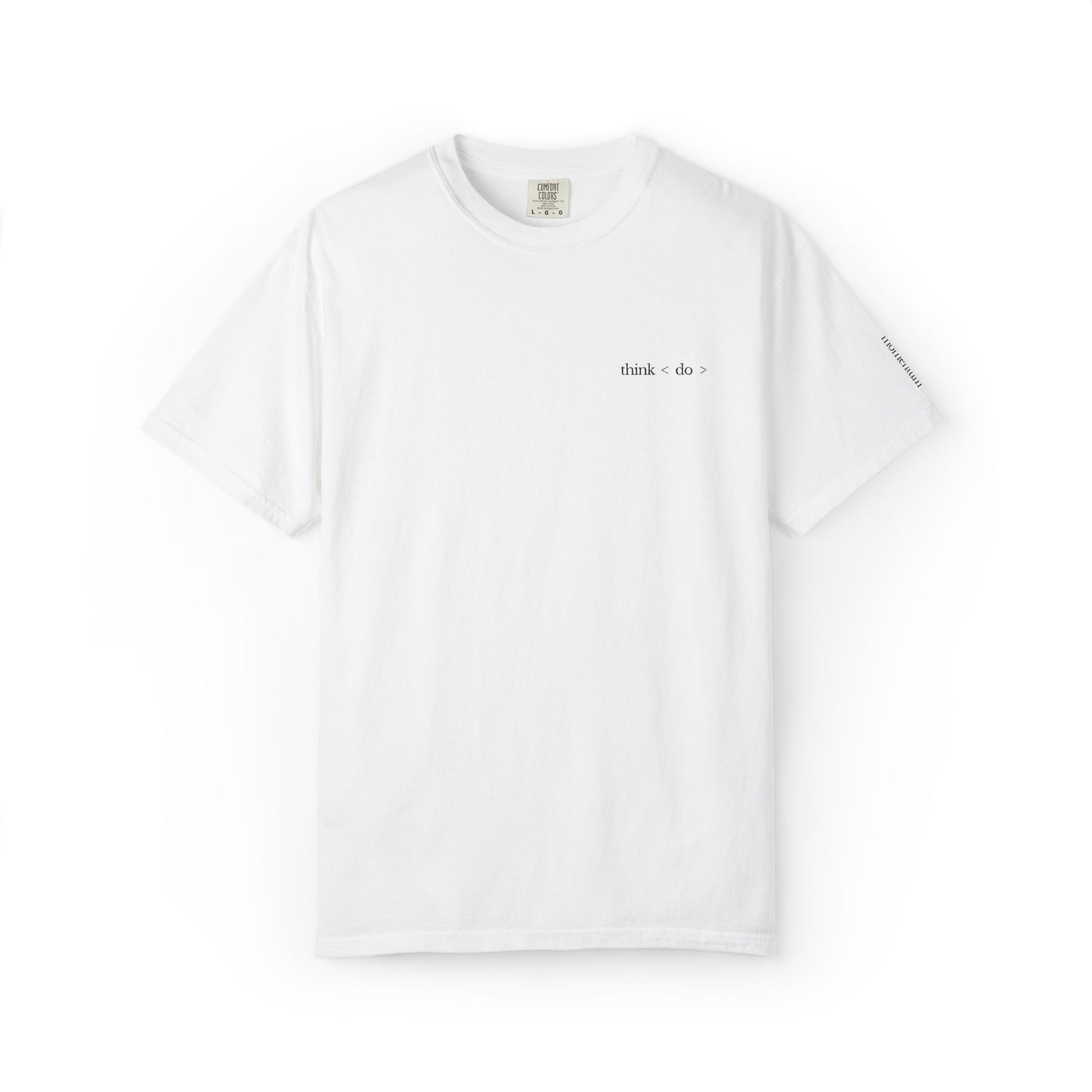 think < do > Embroidered Unisex T-Shirt | Espresso Thread with Momentum Sleeve Detail | Minimalist Everyday Tee