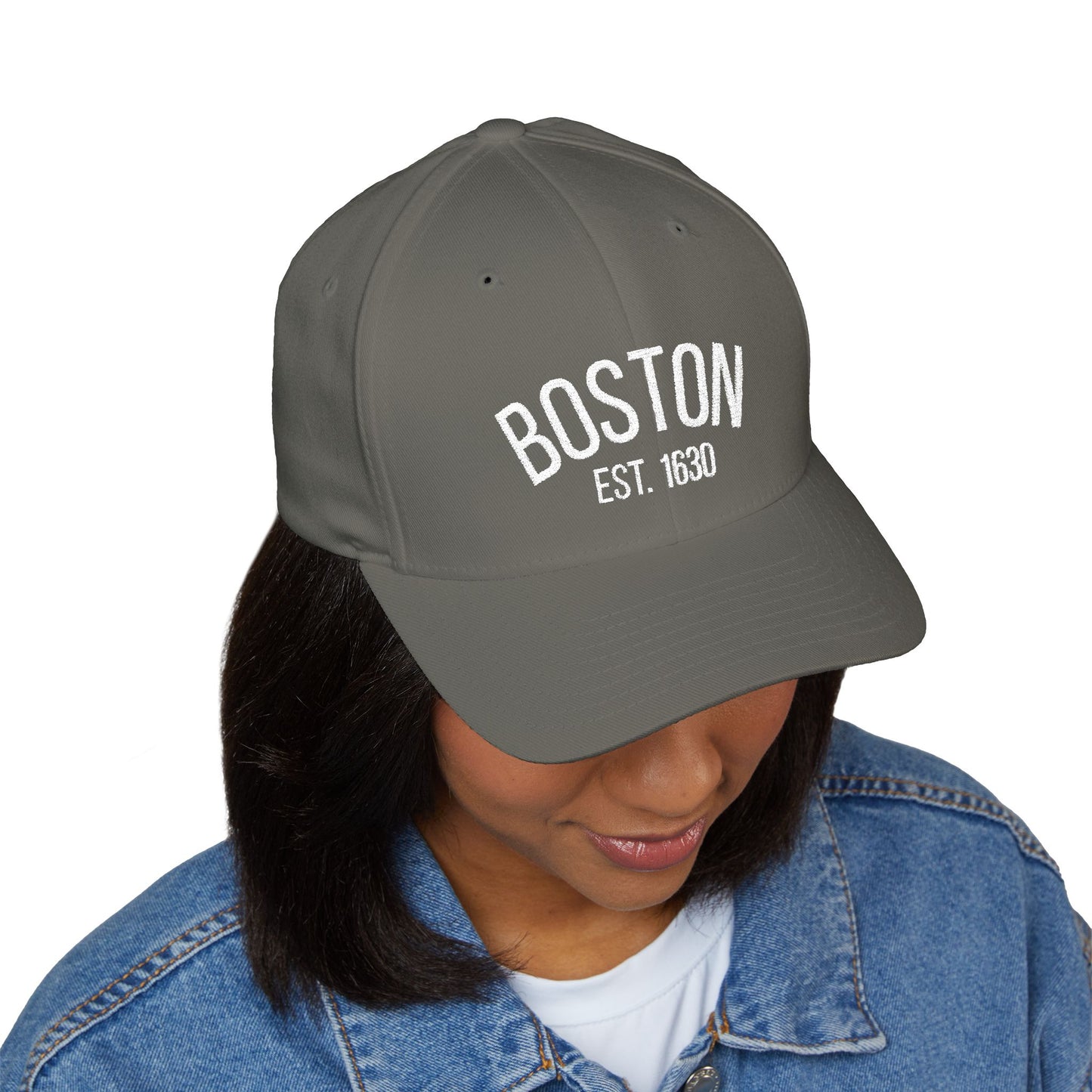 Boston Embroidered Closed-Back Cap, Stylish Baseball Hat, Gift for Sports Fans, Summer Accessory, Casual Outfit