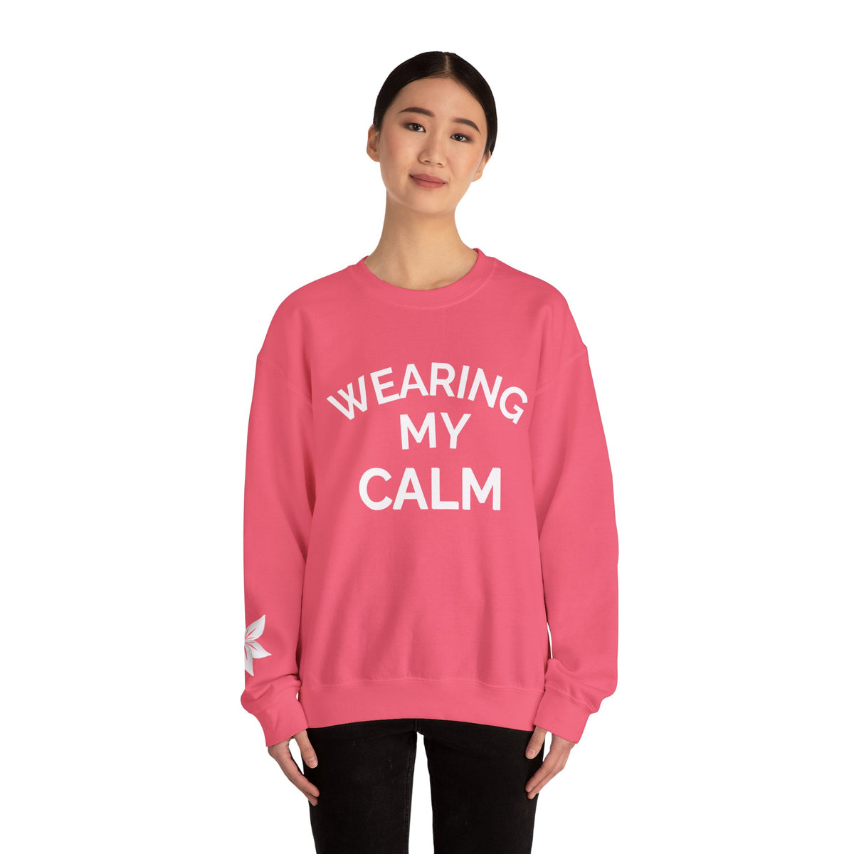 Wearing My Calm Crewneck Sweatshirt, Cozy Unisex Sweatshirt, Relaxed Fit Apparel, Gift for Mindfulness Lovers, Everyday Comfort Wear, [...]