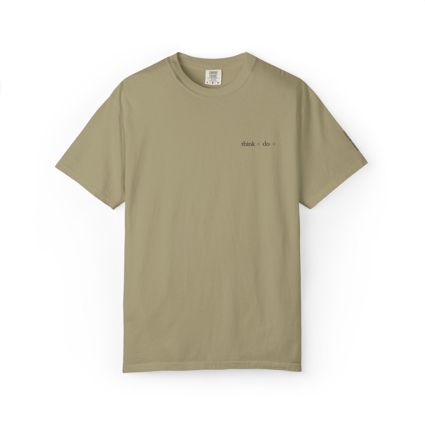 think < do > Embroidered Unisex T-Shirt | Espresso Thread with Momentum Sleeve Detail | Minimalist Everyday Tee