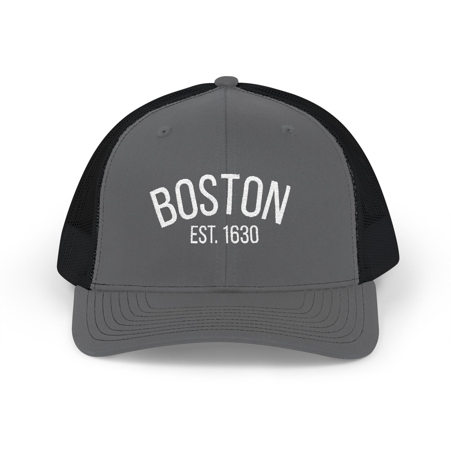 Boston Embroidered Trucker Cap — 'BOSTON EST. 1630' Snapback Hat