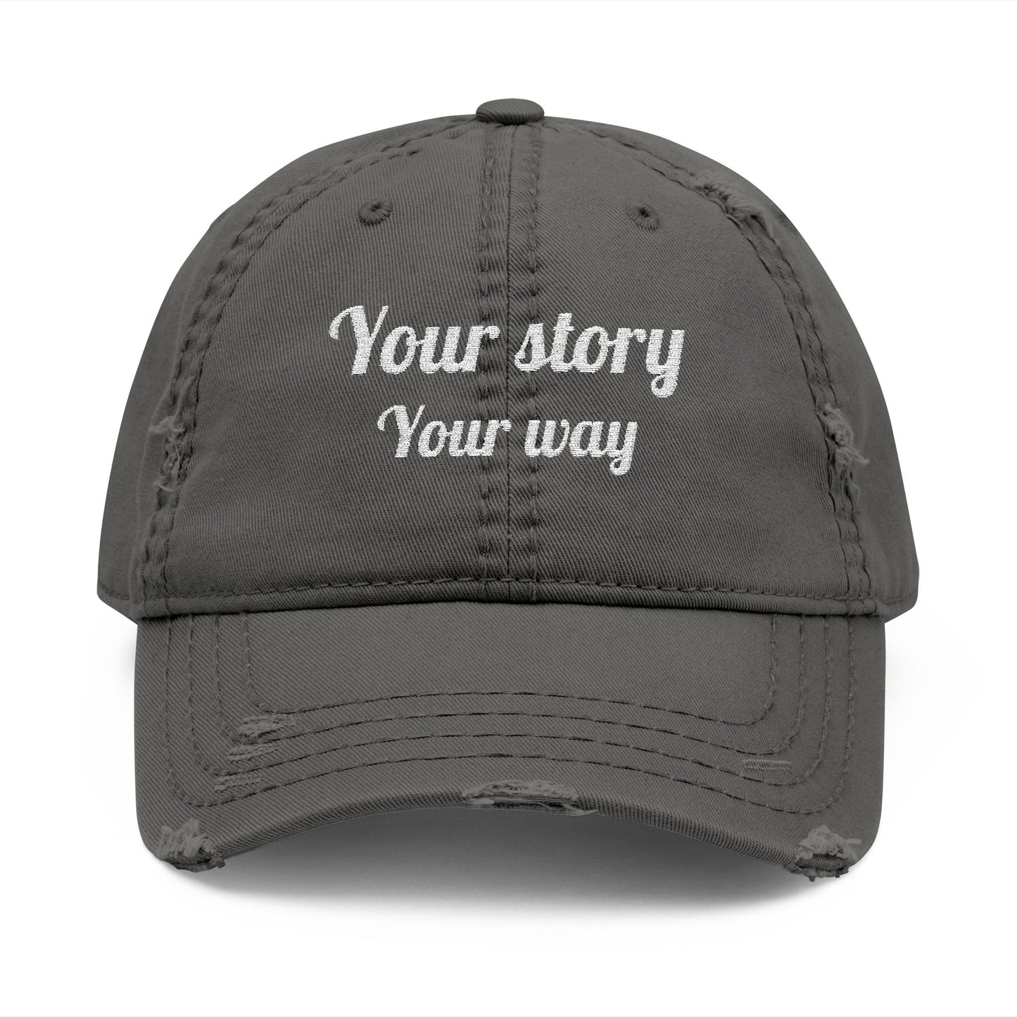 Personalized Embroidered Distressed Dad Hat | Custom Text Vintage Cap | Your Story Your Way | Beach Town, Name or Phrase Hat | Up to 15 Characters