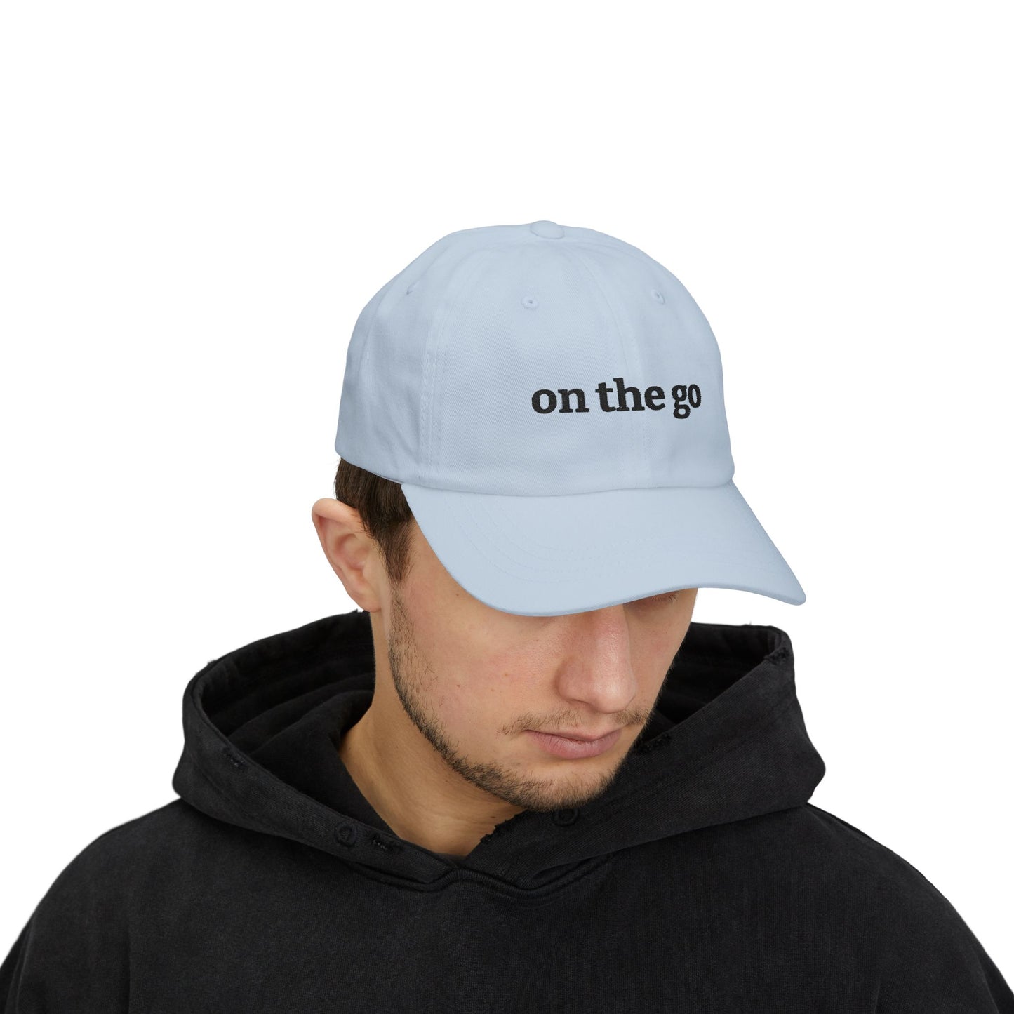 "on the go" Embroidered Dad Hat/Minimal Everyday Baseball Cap
