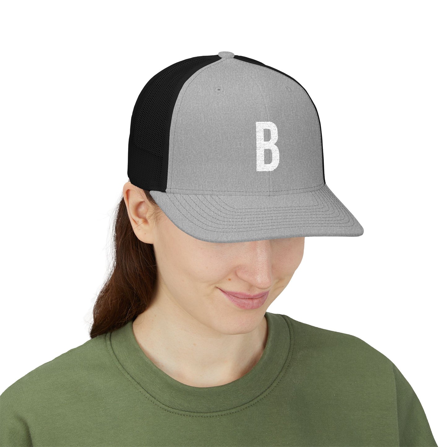 Boston (B) Embroidered Monogram Snapback Trucker Cap - Heritage Places Collection
