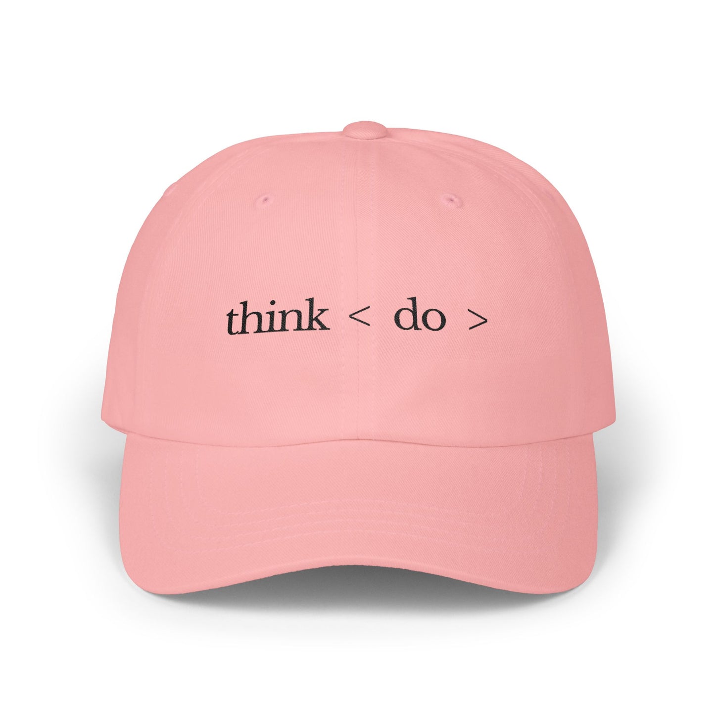 Think < Do > Minimalist Embroidered Dad Cap | Espresso Brown Thread