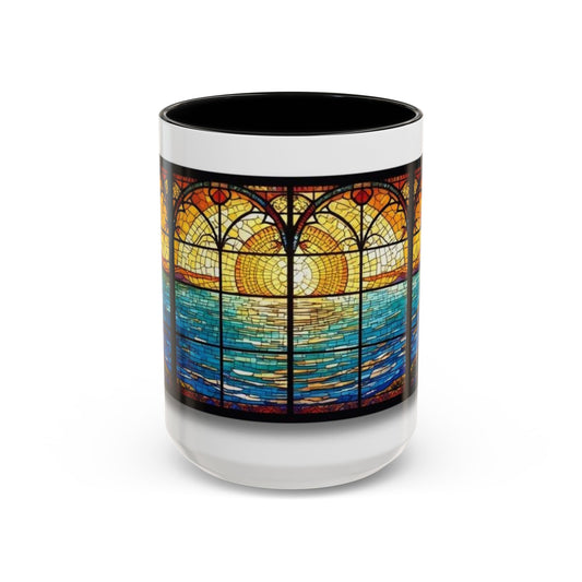 Stained Glass Ocean Sunset Mug – 15oz