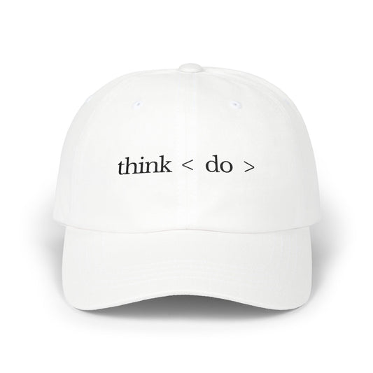 Think < Do > Minimalist Embroidered Dad Cap | Espresso Brown Thread