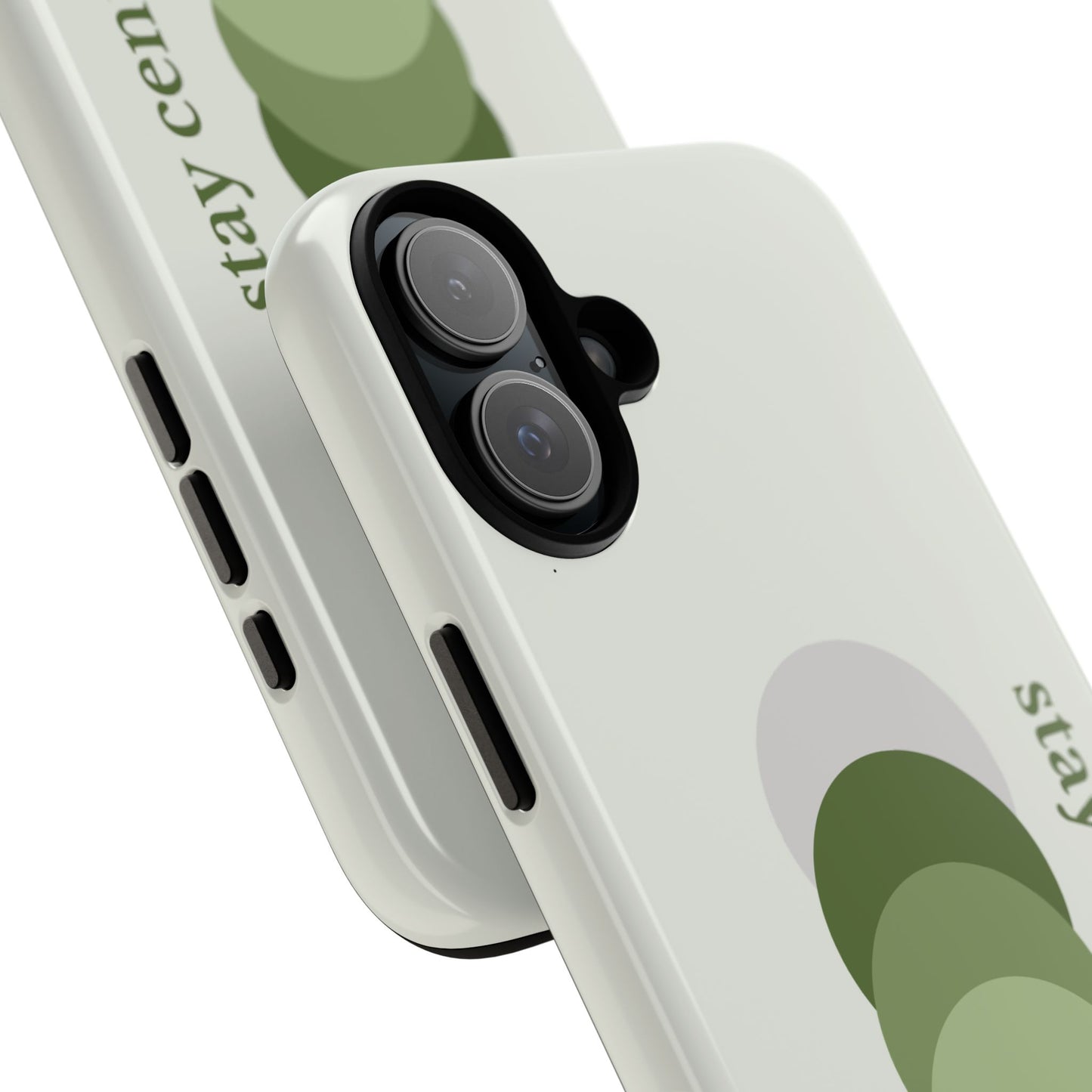 Stay Centered Minimalist Phone Case – Sage Green Wellness Aesthetic iPhone Case | Modern Neutral Protective Cover
