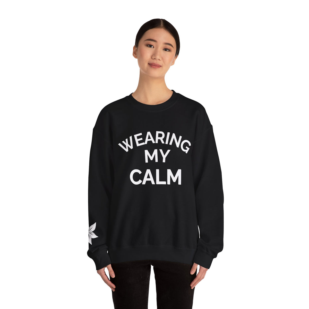 Wearing My Calm Crewneck Sweatshirt, Cozy Unisex Sweatshirt, Relaxed Fit Apparel, Gift for Mindfulness Lovers, Everyday Comfort Wear, [...]
