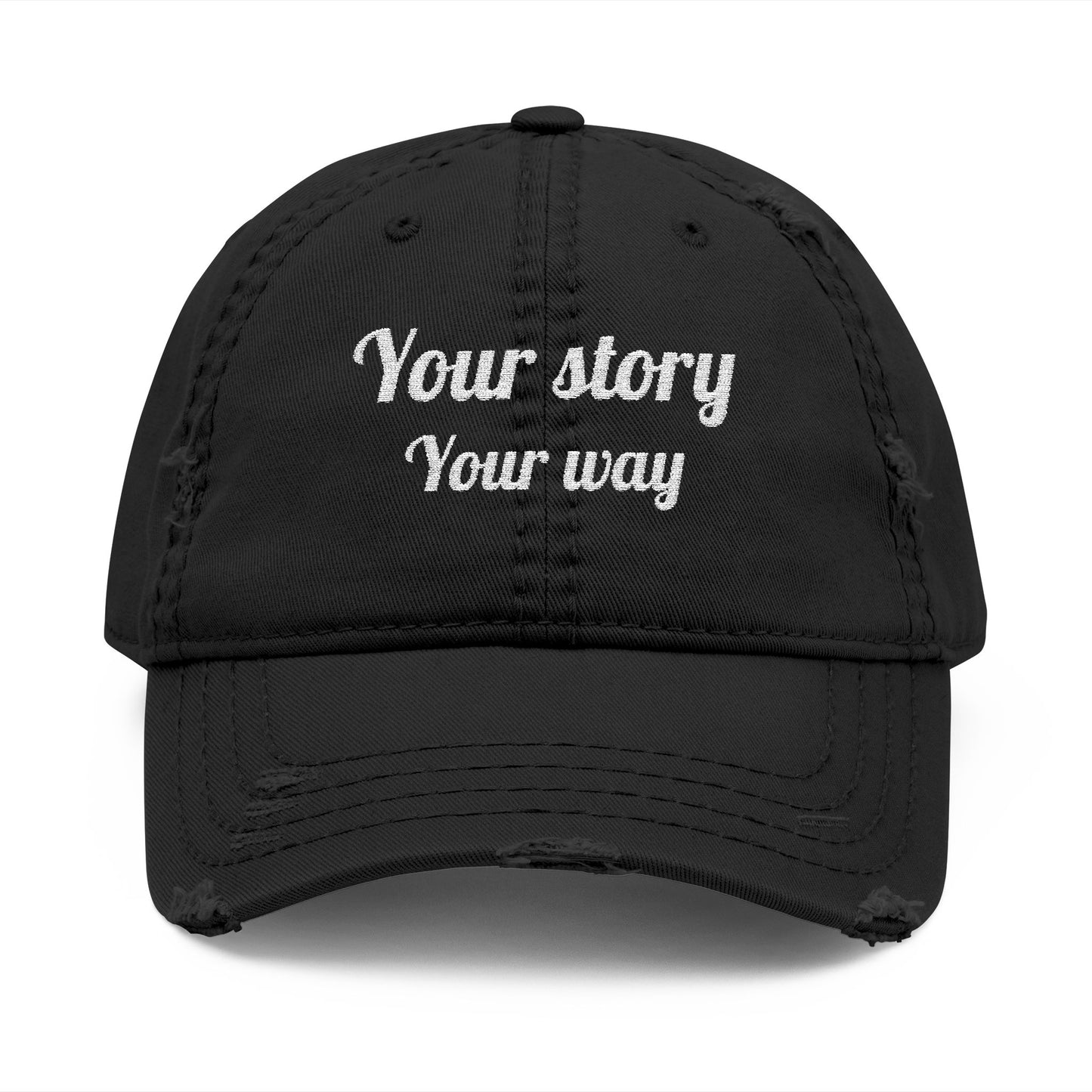 Personalized Embroidered Distressed Dad Hat | Custom Text Vintage Cap | Your Story Your Way | Beach Town, Name or Phrase Hat | Up to 15 Characters