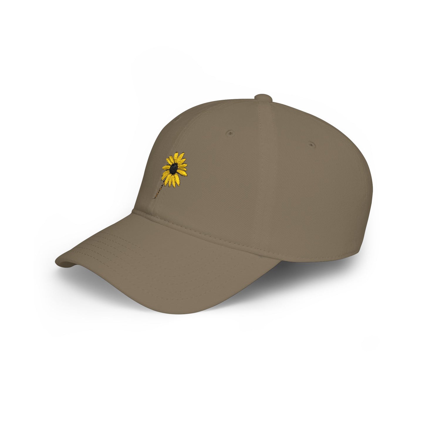 Black-Eyed Susan Mom Cap — Low Profile Baseball Hat, with Embroidered flower front and Mom text back