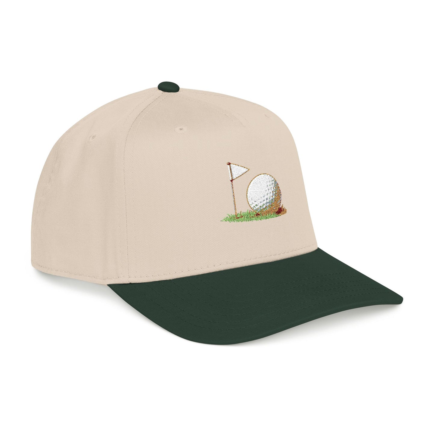 Vintage Golf Mid Profile Baseball Cap – Embroidered Golf Ball Flag Hat