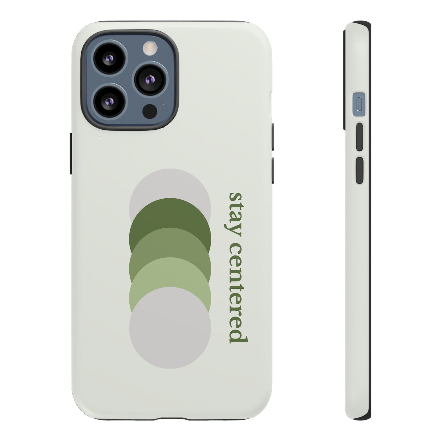 Stay Centered Minimalist Phone Case – Sage Green Wellness Aesthetic iPhone Case | Modern Neutral Protective Cover