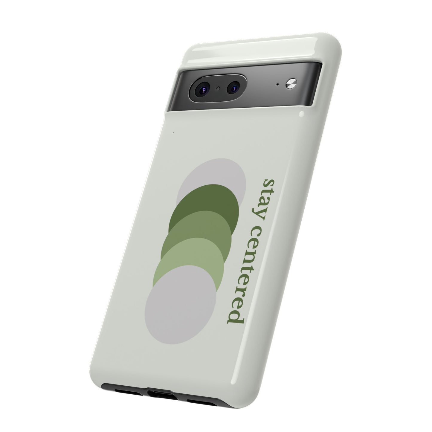 Stay Centered Minimalist Phone Case – Sage Green Wellness Aesthetic iPhone Case | Modern Neutral Protective Cover