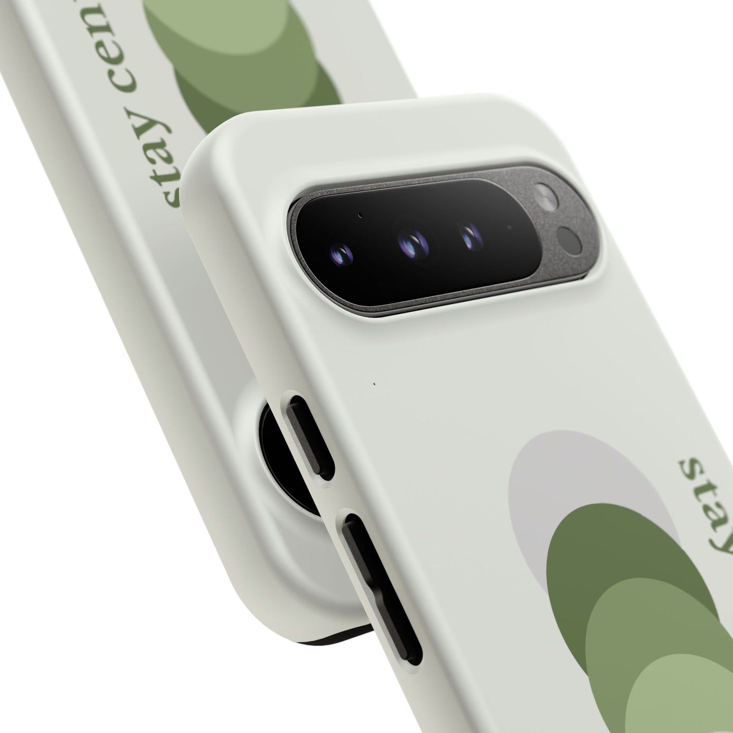 Stay Centered Minimalist Phone Case – Sage Green Wellness Aesthetic iPhone Case | Modern Neutral Protective Cover