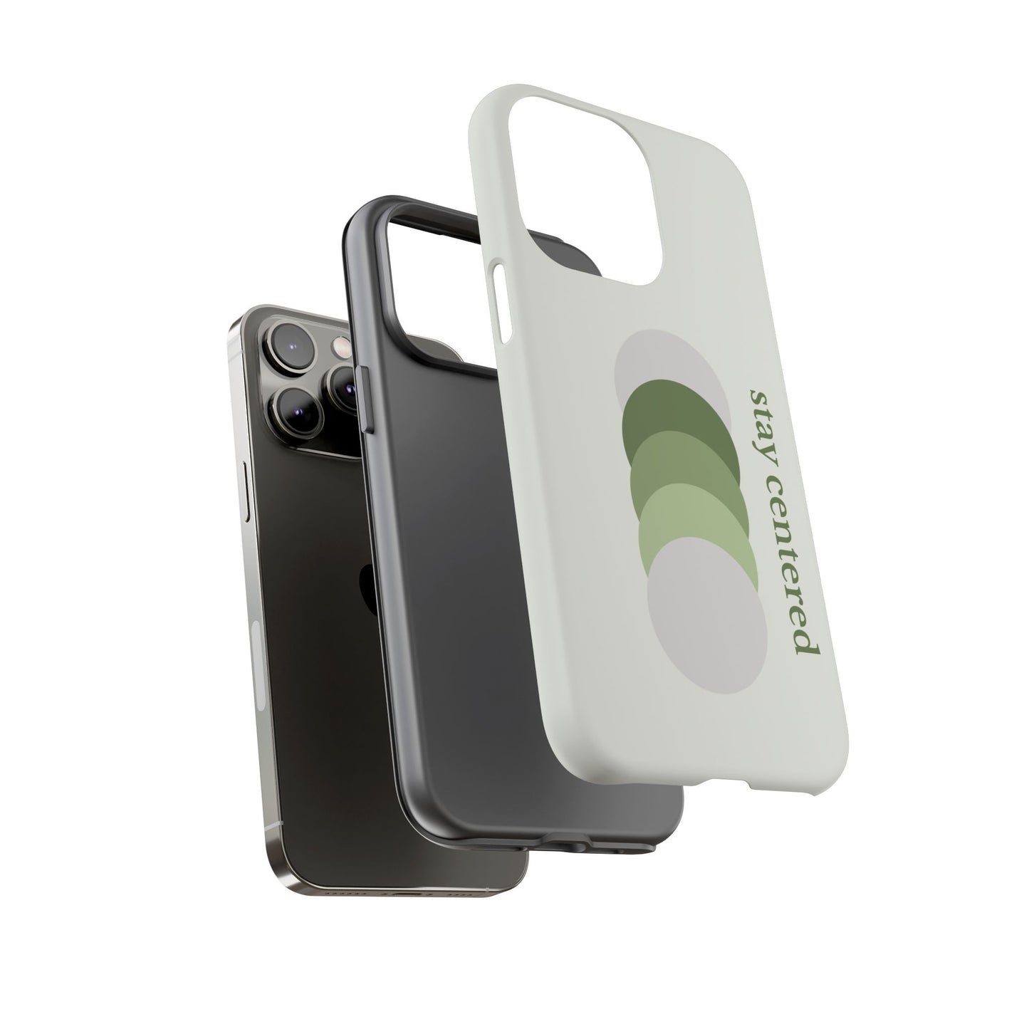 Stay Centered Minimalist Phone Case – Sage Green Wellness Aesthetic iPhone Case | Modern Neutral Protective Cover