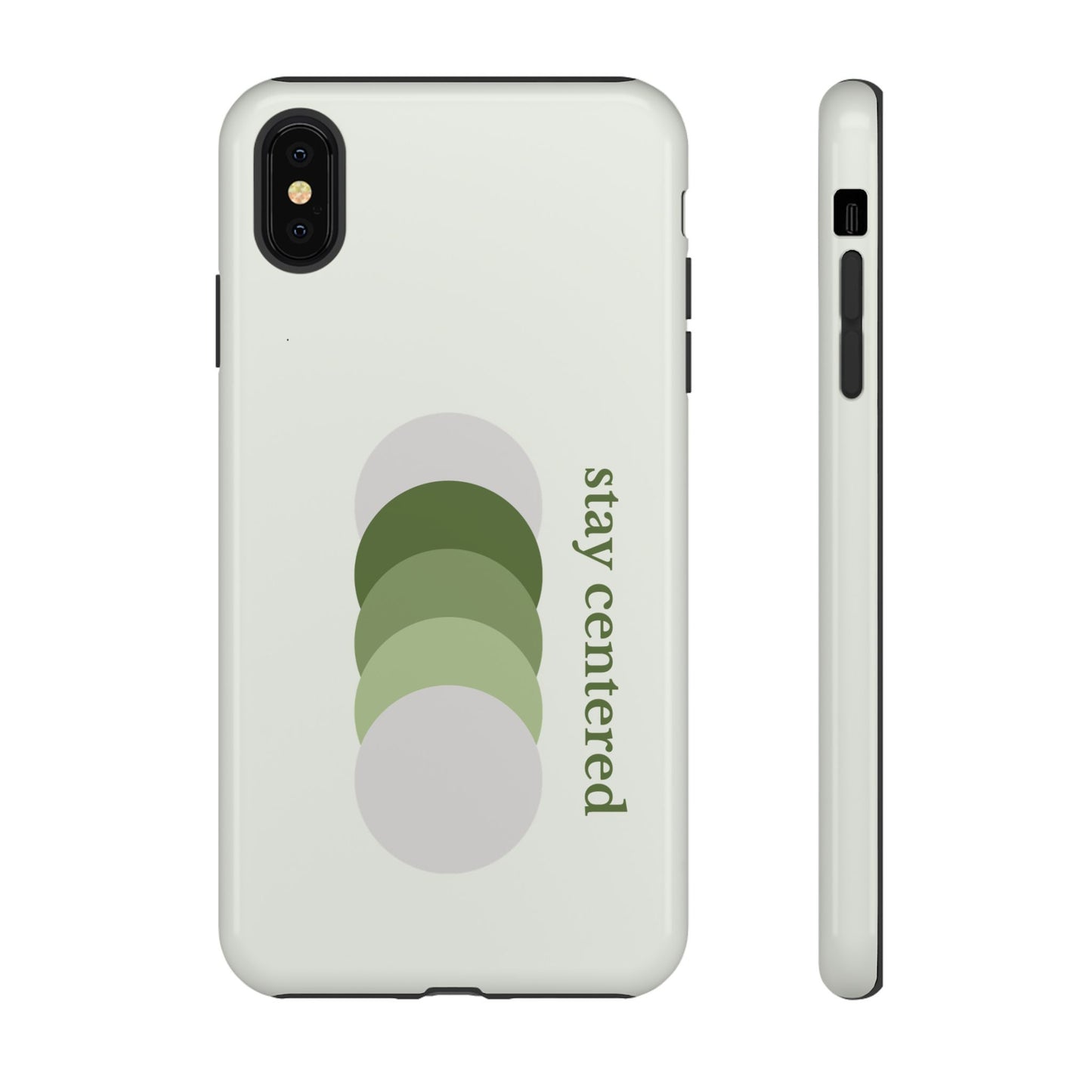 Stay Centered Minimalist Phone Case – Sage Green Wellness Aesthetic iPhone Case | Modern Neutral Protective Cover