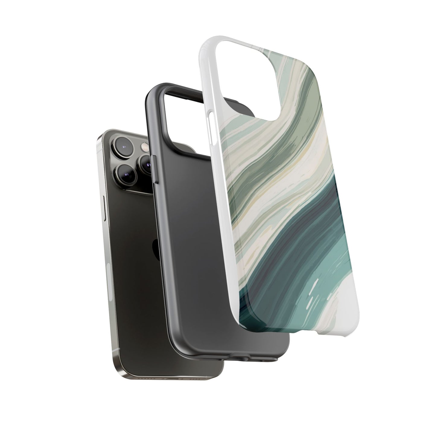 Sea Glass Drift Phone Case – Coastal Abstract Ocean Waves iPhone Case | Sage Green Minimalist Protective Cover