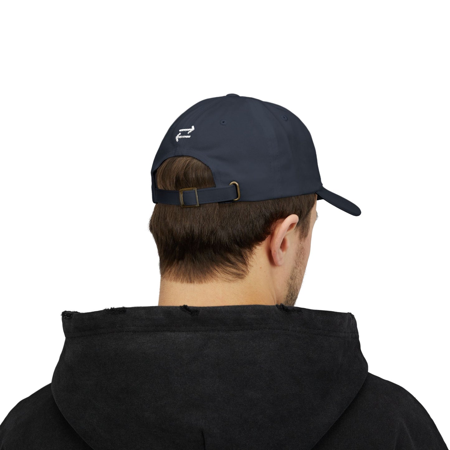 on the go embroidered classic dad cap - small arrows on back, white thread
