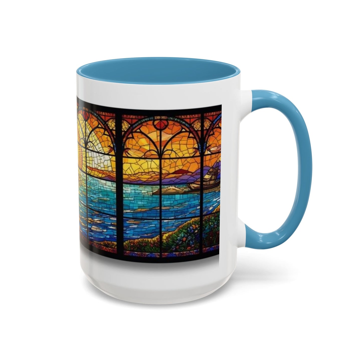 Stained Glass Ocean Sunset Mug – 15oz